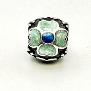 Pandora Daisey Charm Teal / Blue Enamel & Silver  RETIRED 790433EB